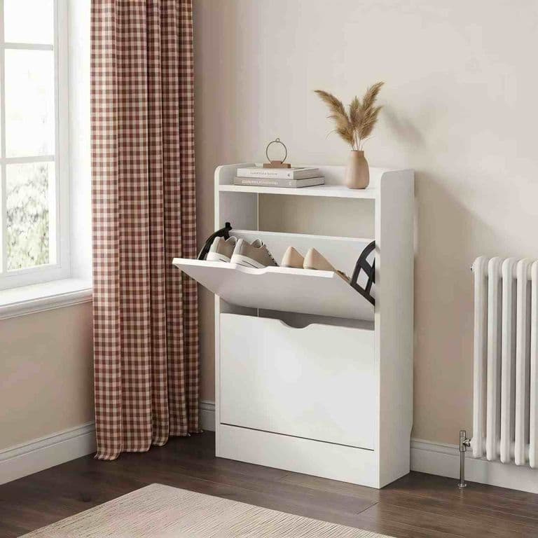 Zapatero Organizador 2 Puertas Abatibles Blanco 50x17x85 cm Moderno