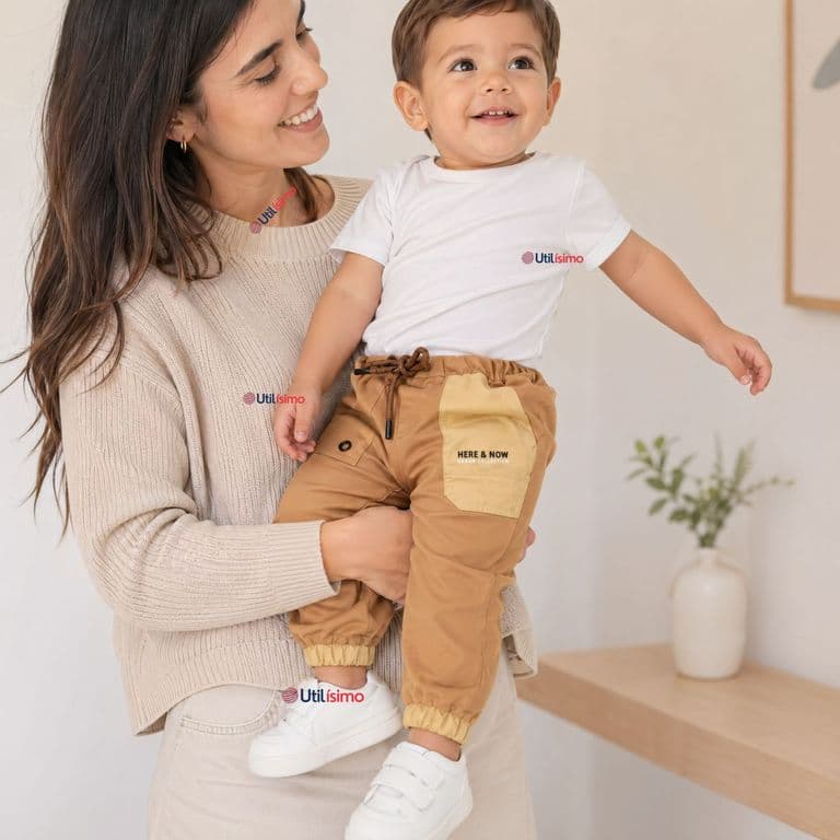Jogger Infantil Pantalon De Buzo Nino Reforzado Calidad Premium Cafe Claro 1-2 ANOS