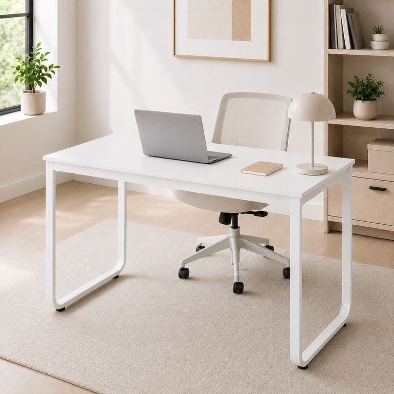 Escritorio Blanco 120 cm Zend para Home Office, Oficina o Estudio con Diseno Minimalista Blanco