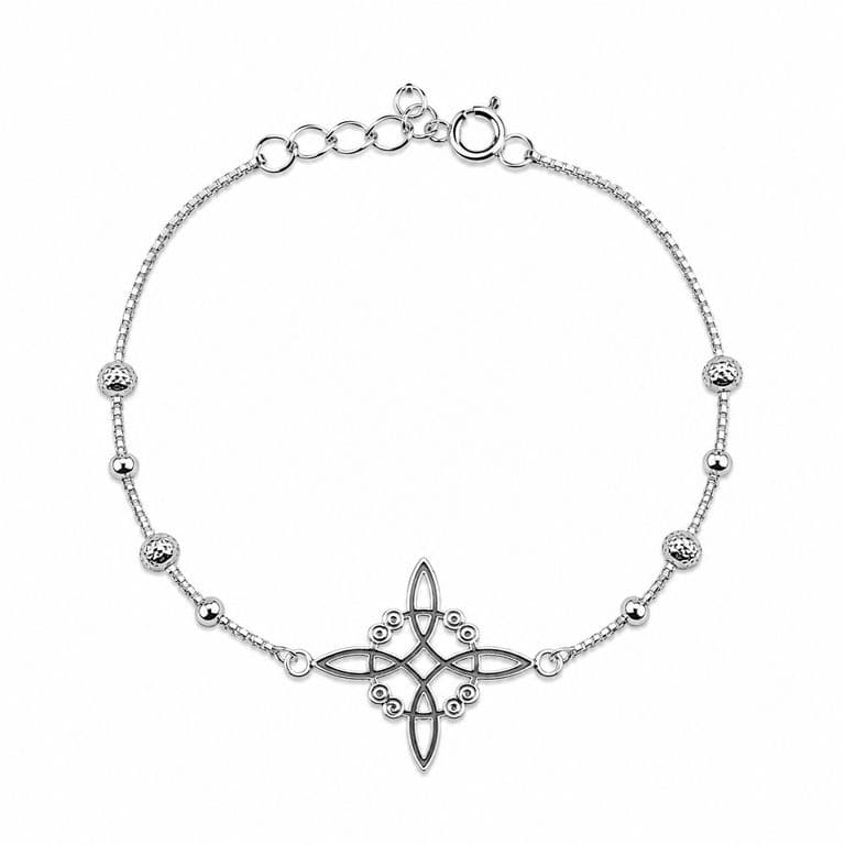 Pulsera Nudo de Bruja Bolitas Plata 925 Plateado TALLA UNICA