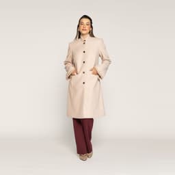 Abrigo Valentina Latte Mao Manga Larga Detalle Dorado Beige XL
