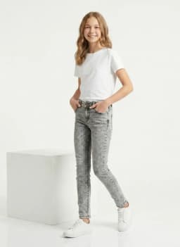 Jeans Gris Nina Pantalon Denim Slim Fit Mezclilla Gris 12