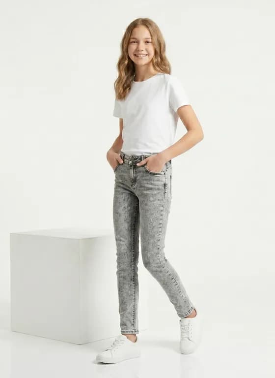 Jeans Gris Nina Pantalon Denim Slim Fit Mezclilla Gris 12