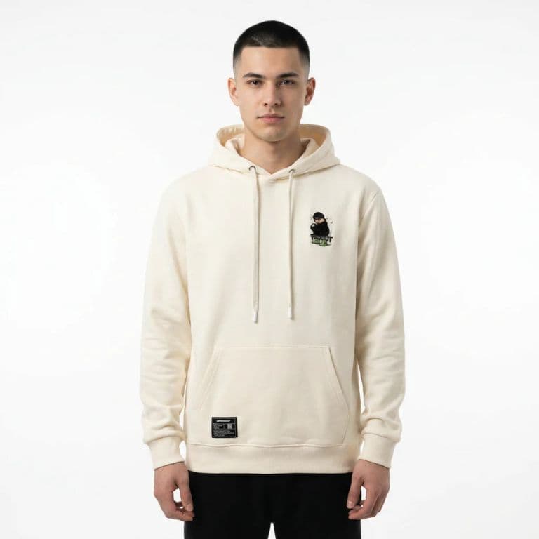Poleron Hoodie oso Blanco M