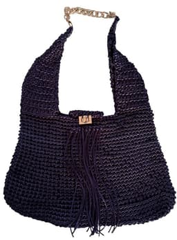 Cartera azul tejida a mano en hilo cola de raton diseno exclusivo Azul TALLA UNICA