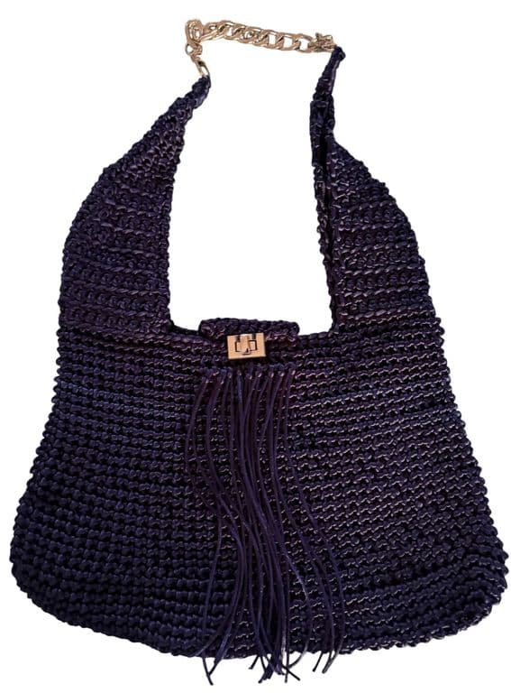 Cartera azul tejida a mano en hilo cola de raton diseno exclusivo Azul TALLA UNICA