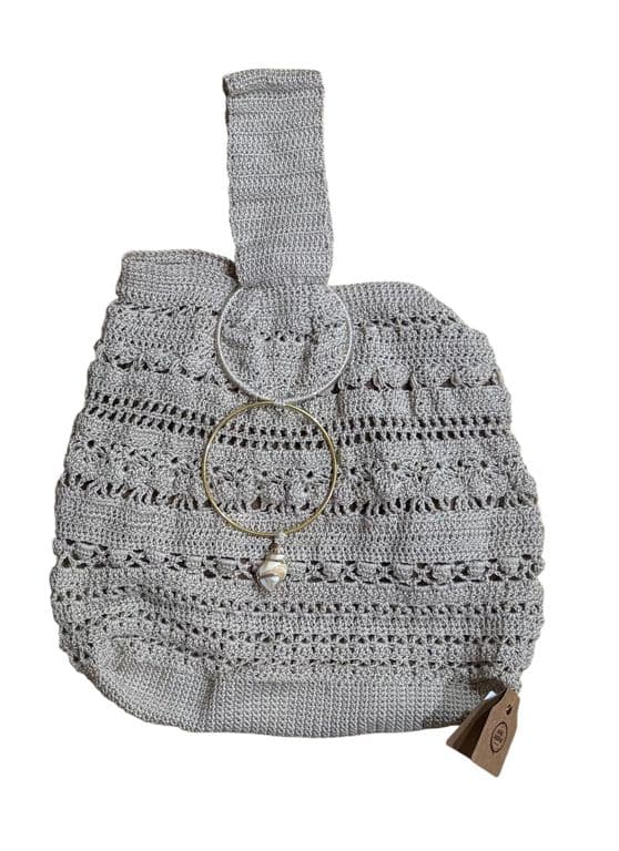 CARTERA DE HILO TEJIDA A MANO DISENO EXCLUSIVO Beige TALLA UNICA