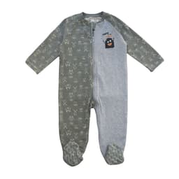Enterito Pijama Franela Nino con Patitas Antideslizantes Gris 0-3 MESES