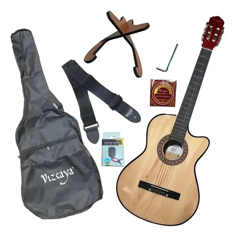 Pack Guitarra Acustica + Funda + Atril + Afinador + Correa