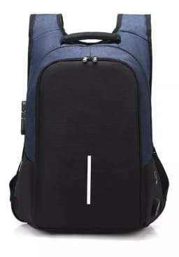 Mochila Ejecutiva Usb Porta Notebook Y Candado Azul