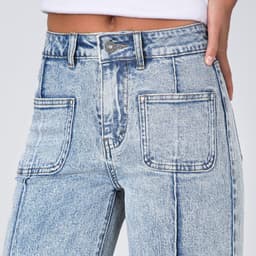 Pantalon Wide Leg Pocket Blue Mujer Azul 32
