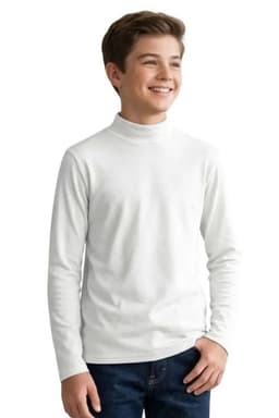 Camiseta Beatle Hombre Juvenil. Algodon Manga Larga 9670 Blanco 16