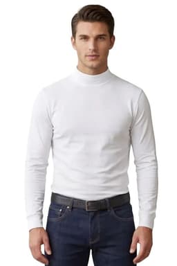 Camiseta Beatle Hombre Juvenil. Algodon Manga Larga 6516 Blanco L/XL