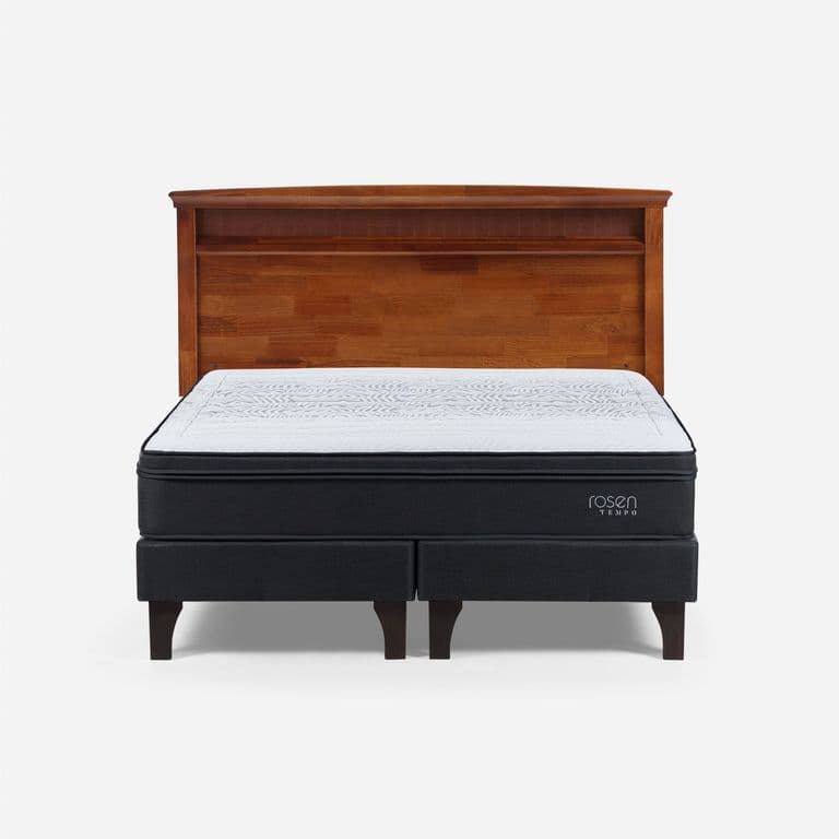 Cama Europea Tempo 2 Plazas x 2.00mt Base Dividida + Respaldo Veneto