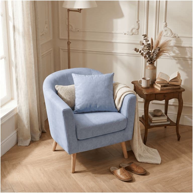 Sitial Poltrona Silla Sillon Con Cojin De Regalo 80x70x52cm Celeste