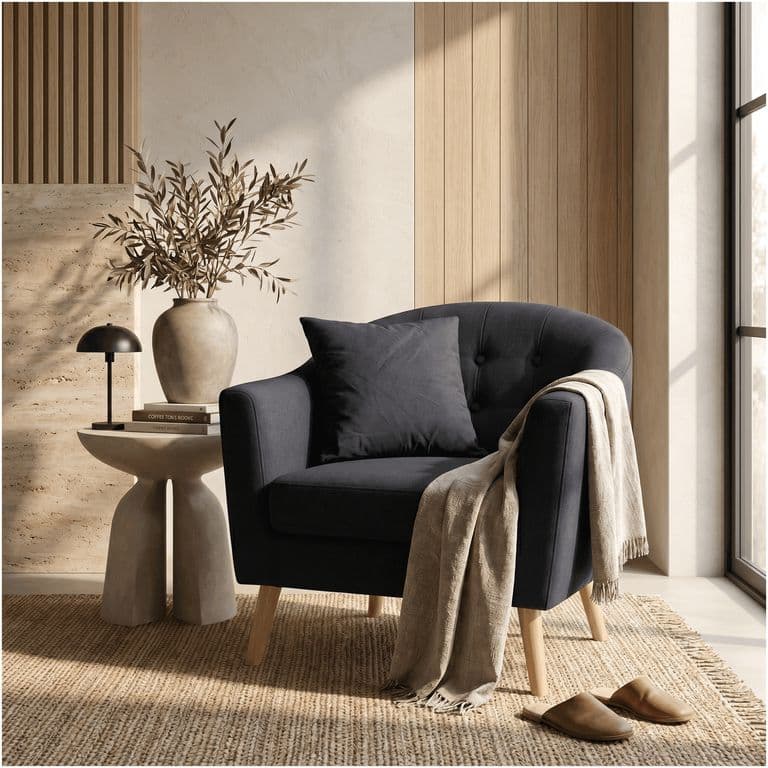 Sitial Poltrona Silla Sillon Con Cojin De Regalo 80x70x52cm Negro