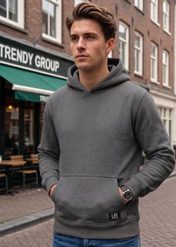 POLERON CANGURO - HODDIE MEN COLLECTION Gris Oscuro XS
