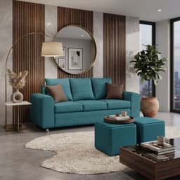 SOFA LEGEND 3 CUERPOS + 2 POUF Turquesa