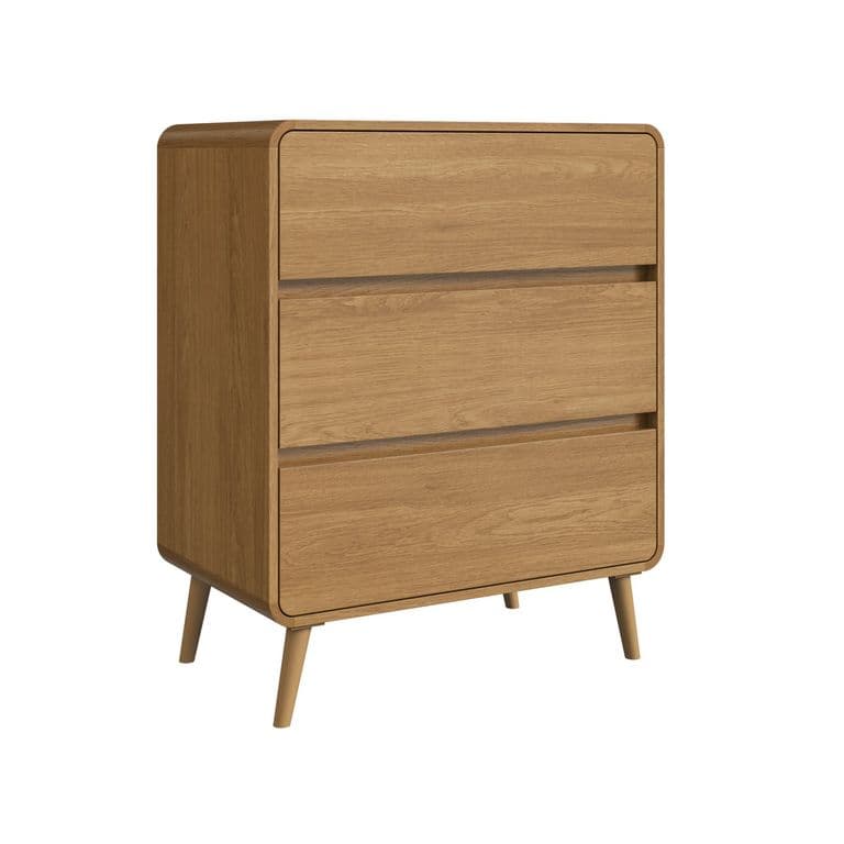 Comoda Mudador Infantil Retro Con 3 Cajones Roble