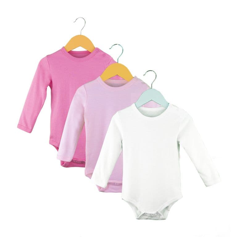 Set de 3 Bodys Lisos de Algodon para Bebe Nina Multicolor 0 MESES