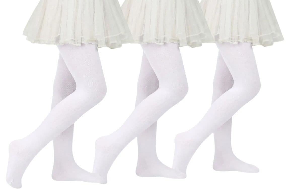 Pack 3 Panty Nina(o) Escolar Lana Con Lycra Sin Costura 112 Blanco 4