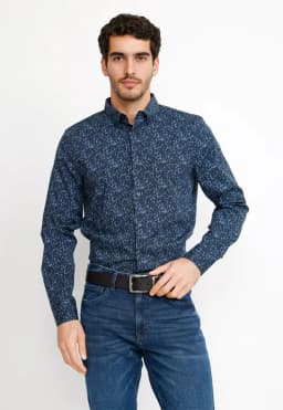 Camisa Casual Hombre Navy Azul Marino L
