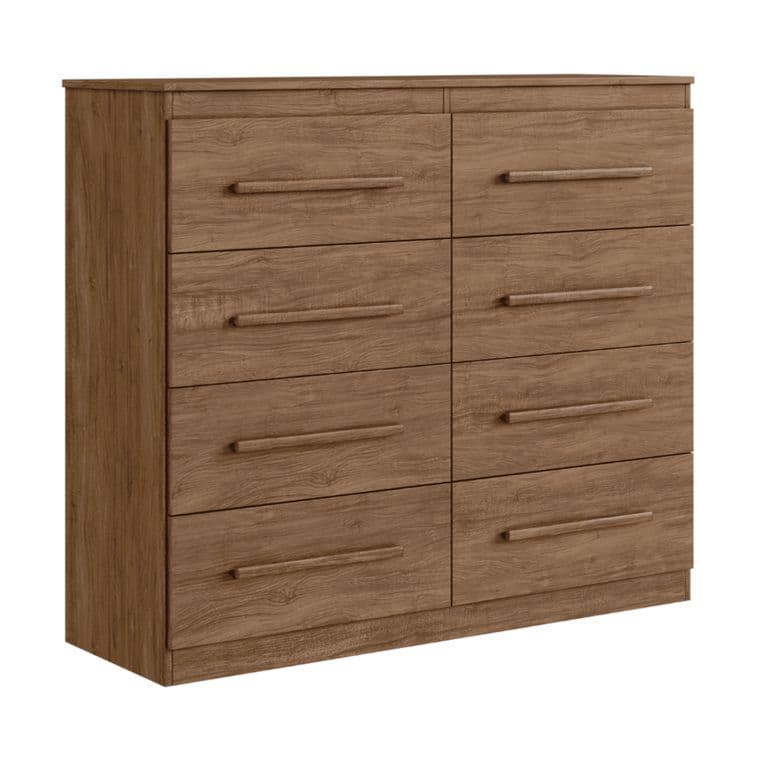 Comoda Arizona Plus 8 Cajones Cafe Correderas Metalicas 102x121x39