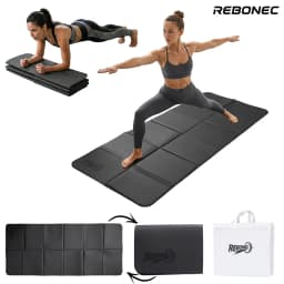 Colchoneta Mat Yoga Deportiva Plegable TPE Grueso 8mm Bolso Negro