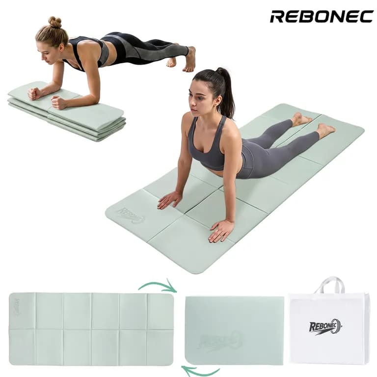 Colchoneta Mat Yoga Deportiva Plegable TPE Grueso 8mm Bolso Verde