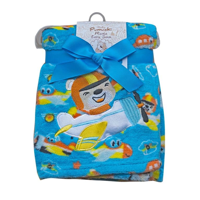 Manta Extra Suave para Bebe Nino Avion Azul TALLA UNICA