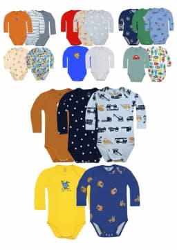 Pack 5 Body Manga Larga Surtido Nino Modelosa Blanco 12-18 MESES