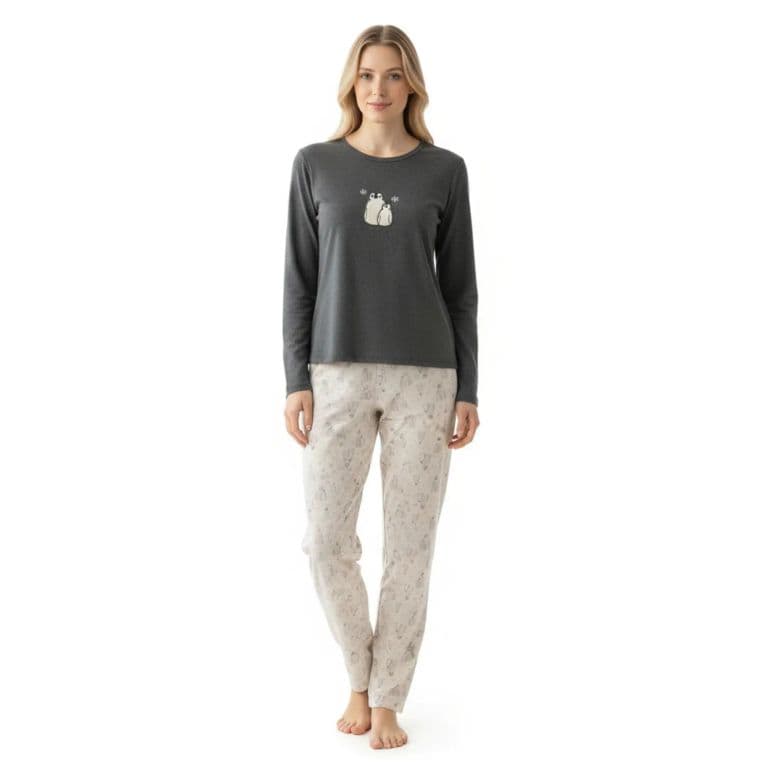 Pijama Pinguino Bordado Marengo Gris Oscuro S