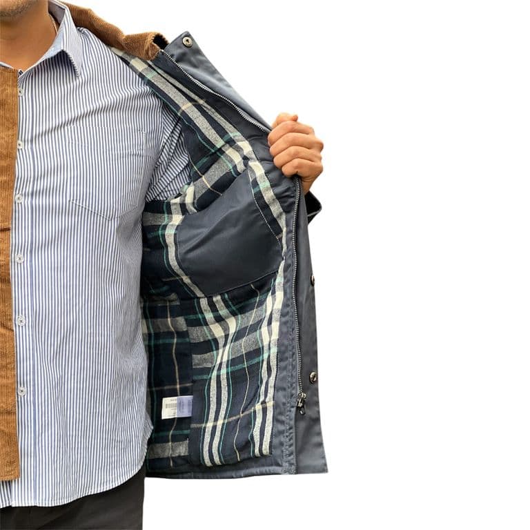 Chaqueta Algodon Forrada Efecto Encerado- Modern Design Azul Marino S
