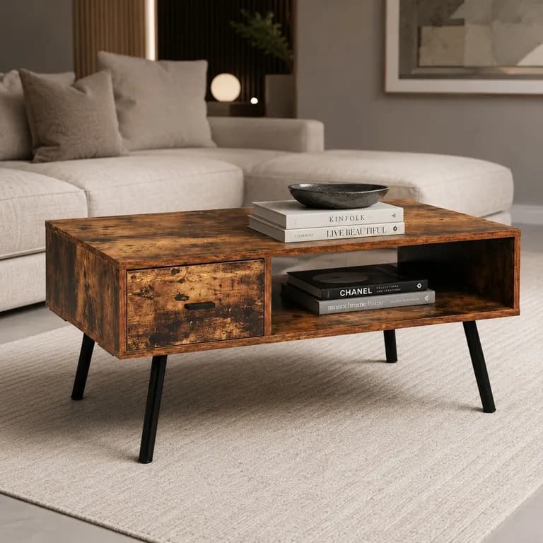 Mesa De Centro Ambar 100 Cm Con Cajon Para Living