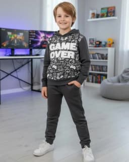Buzo Nino Franela Game Over Acero Gris 4