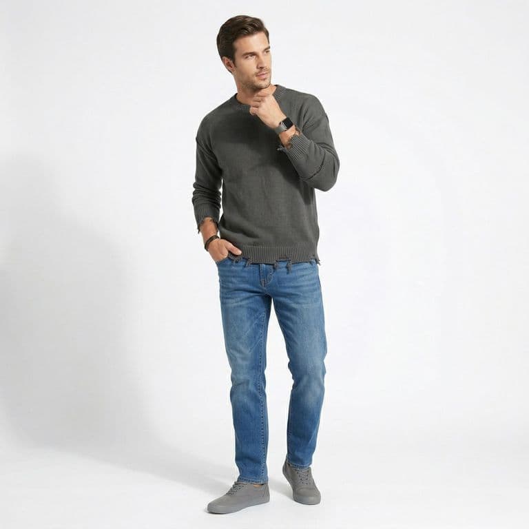 Pantalon Jeans Termico Regular Hombre Azul 52