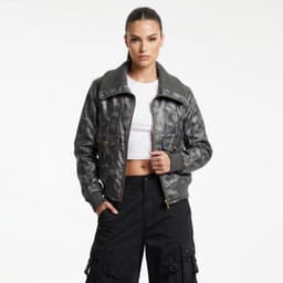 Chaqueta Ecocuero Bomber Mujer Phoebe Gris L