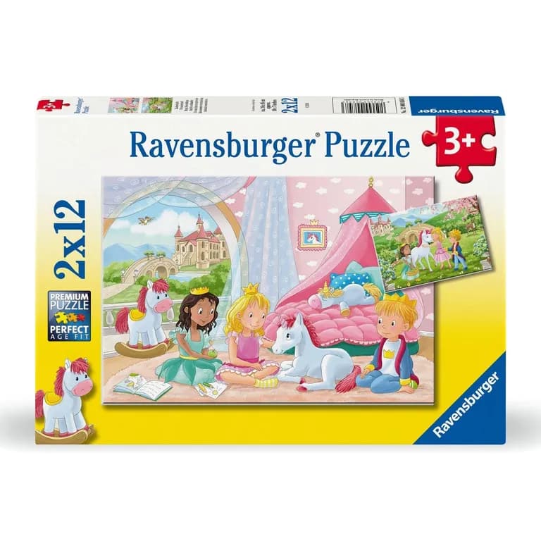 Puzzles 2 x 12 Pequenas Princesas y Unicornios