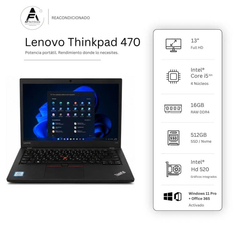 Notebook 470 I5 6th 16GB 512GB - Win11 Office - Reacondicionado Profesional