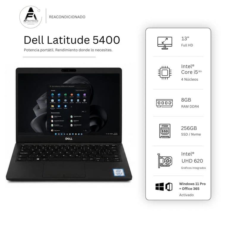 Notebook 5400 I5 8th 8GB 256GB - Win11 Office - Reacondicionado Profesional
