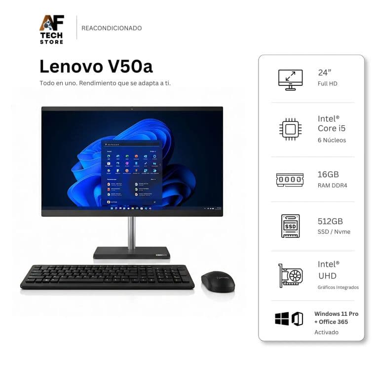 AIO V50a I5 10th 16GB 512GB - Win11 Office - Reacondicionado Profesional