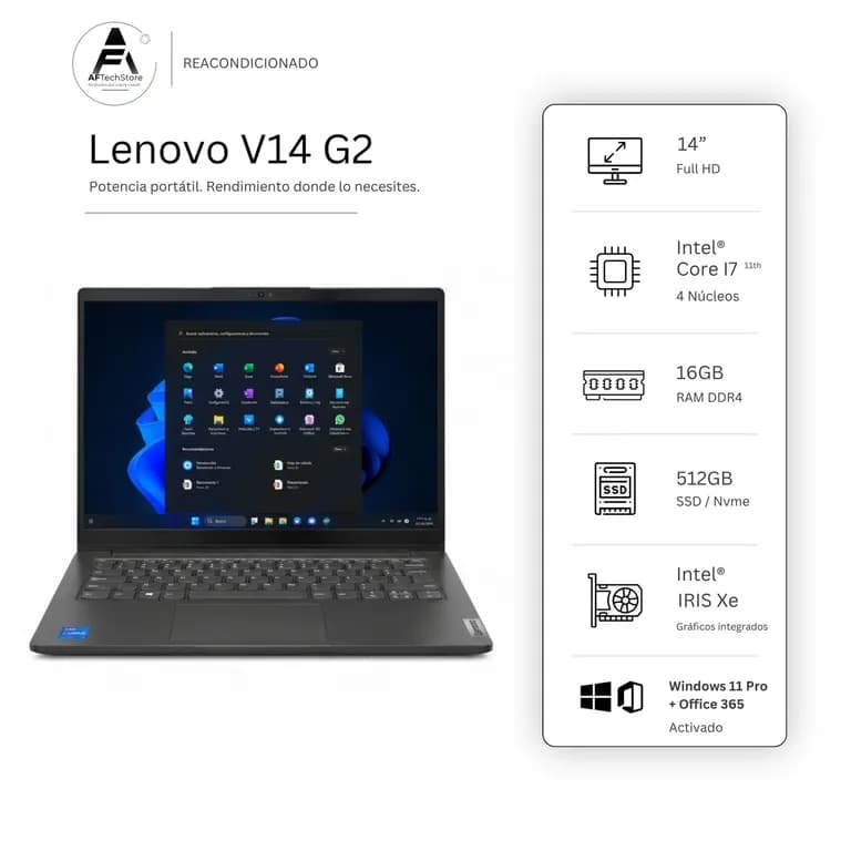 Notebook V14 G2 I7 11th 16GB 512GB Intel Iris Xe Edicion Exclusiva Win Office Rea