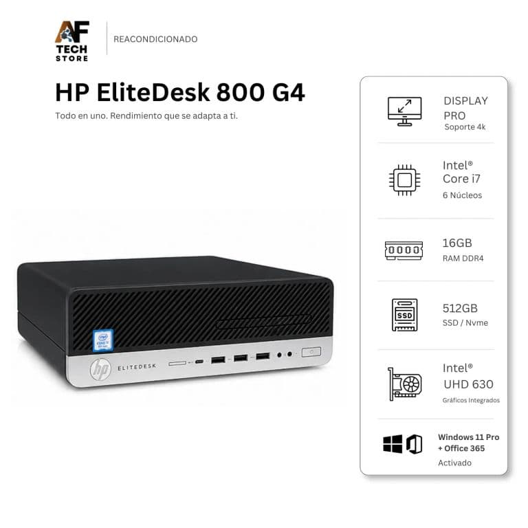 Computador 800 G4 I7 8th 16GB 512GB - Win11 Office - Reacondicionado Profesional