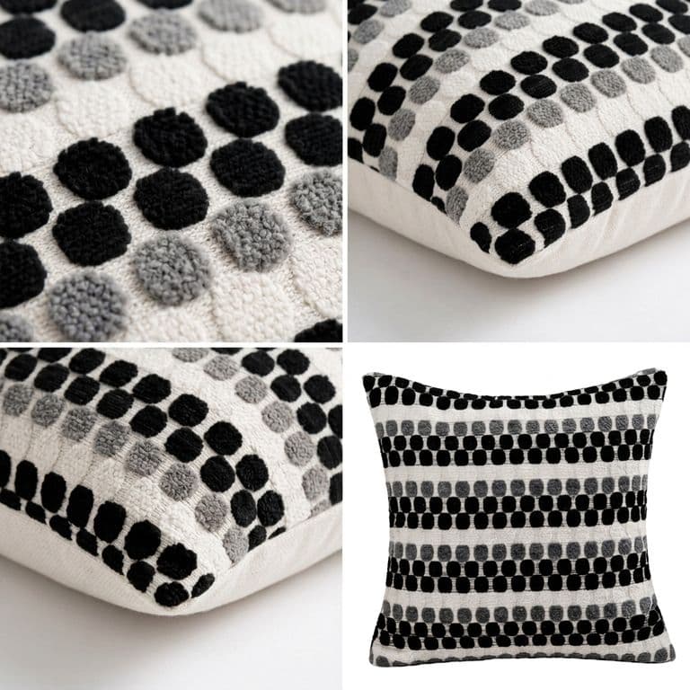 Set de 4 Fundas Para Cojin Diseno Geometrico Texturado Negro 012