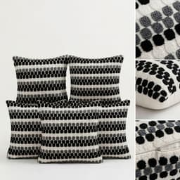 Pack 5 Fundas De Cojin Cuadradas Diseno Geometrico Texturado Negro - 012