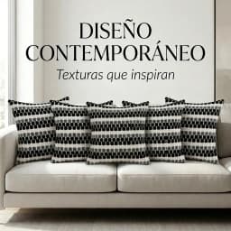 Set 5 Fundas Para Cojin Diseno Geometrico Texturado Negro 45x45 cm - 012