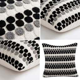 Set de 4 Fundas Para Cojin Diseno Geometrico Texturado Negro 012