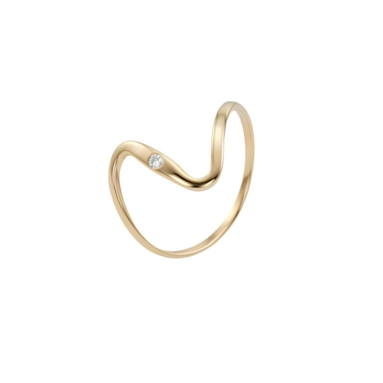 Anillo Oro Miel 18kt Ola Contemporanea Rosa 10