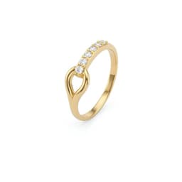 Anillo Oro Miel 18kt Entrelazado Pave Rosa 19