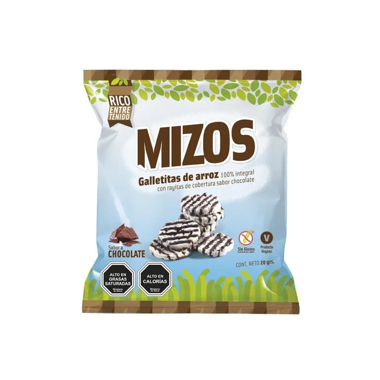 Galletas de Arroz con Rayas de Chocolate al por mayor 20 g - 28 unds.